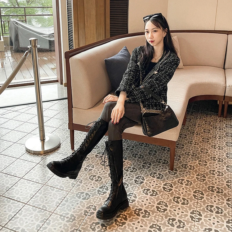 小码313233长靴女不过膝34码150小个子内增高骑士靴弹力瘦瘦靴