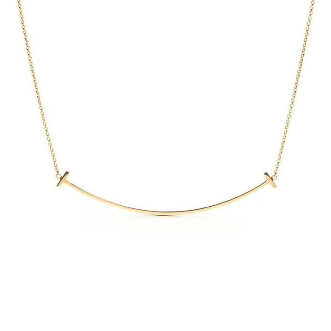 99新 Tiffany & Co./蒂芙尼 T Smile系列 18K黄金大号微笑项链
