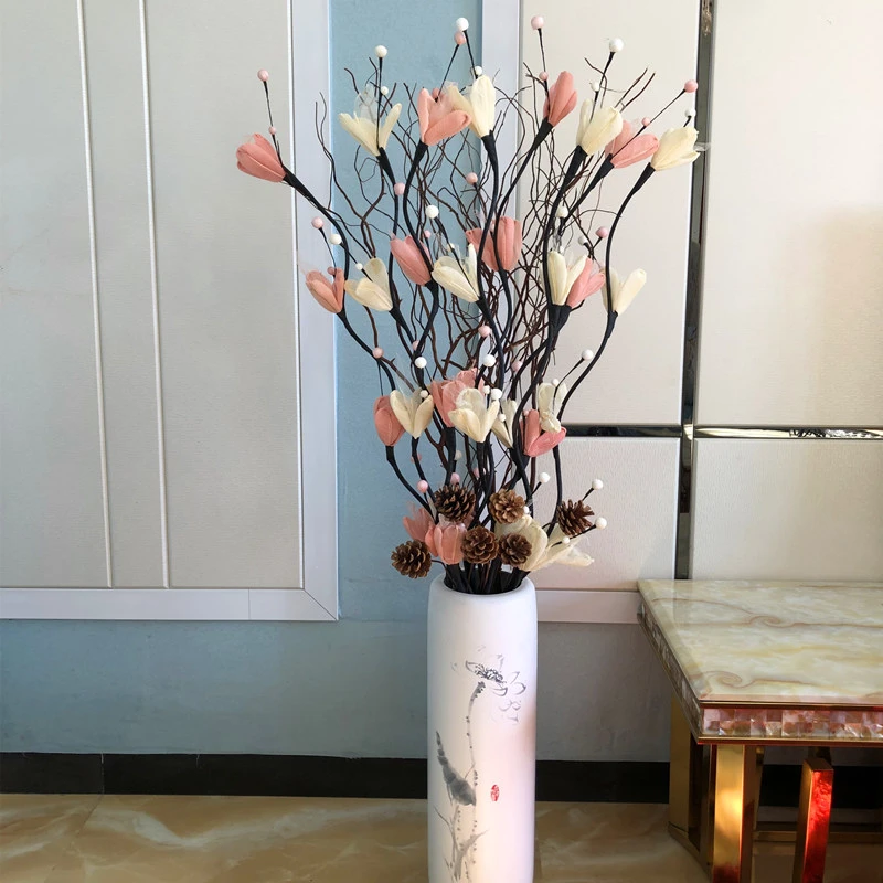 客厅装饰干花花束摆件仿真假花摆设花艺插花电视柜大束落地干枝花