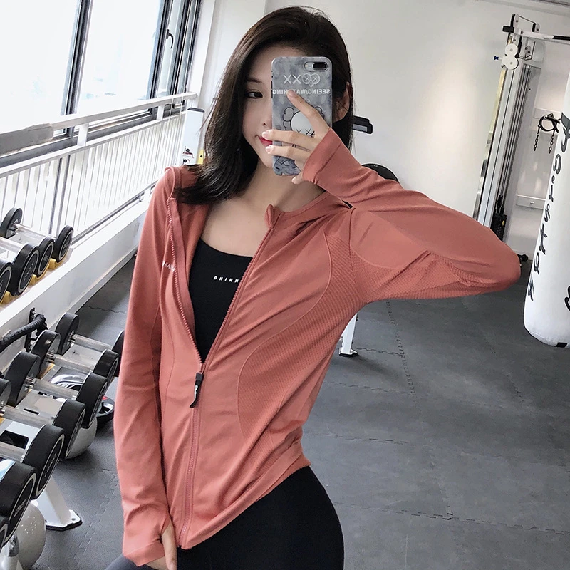 女款跑步秋冬新款拉链开衫跑步运动上衣速干连帽运动外套女长袖