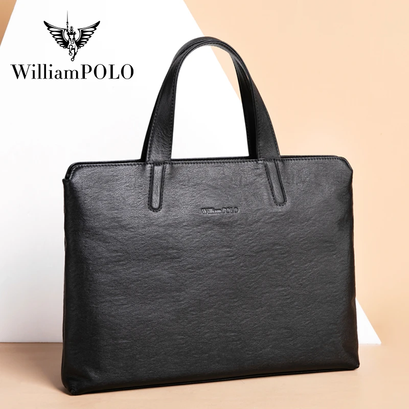 英皇保罗时尚简约真皮头层牛皮手提包男士商务公文包单肩斜挎包ol