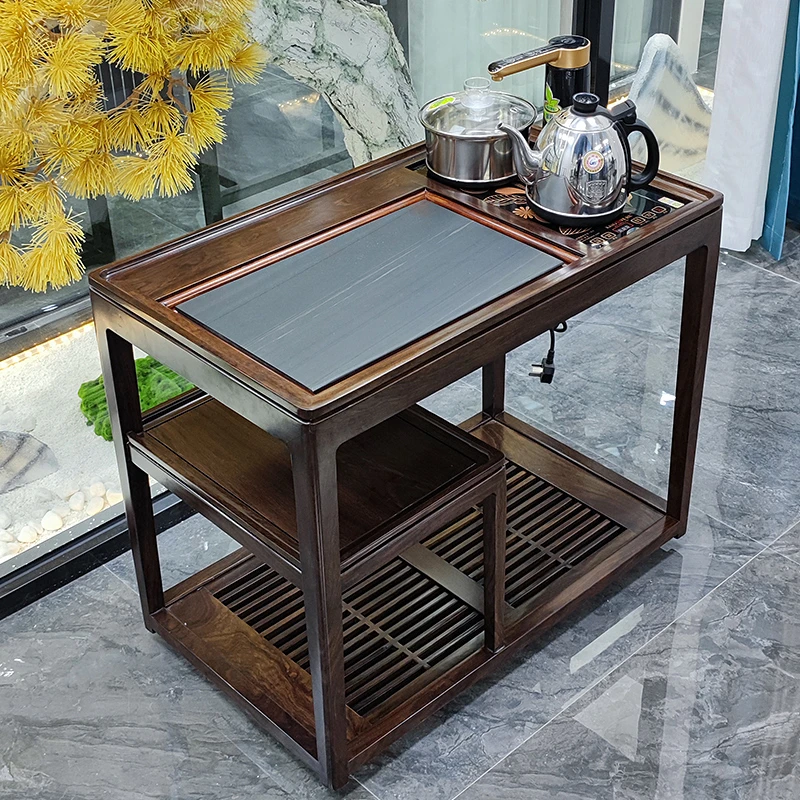 物璟忆昔实木茶车可移动小茶台全实木阳台小茶桌新中式沙发边柜