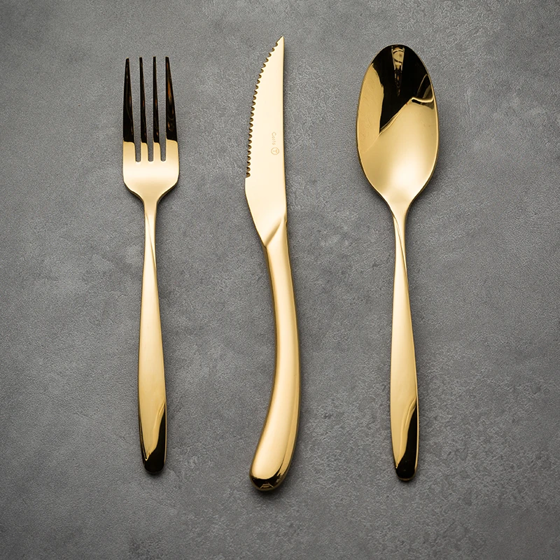 一亨【一亨直播】西餐具厅两件创意不锈钢牛排刀叉勺轻奢三件套装