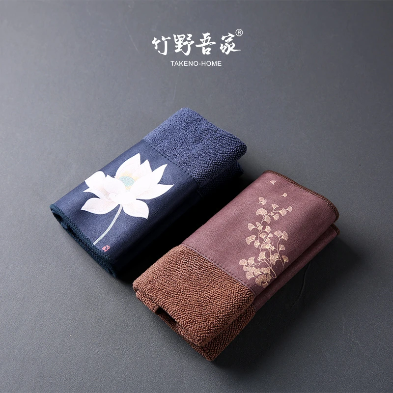 竹野吾家吸水茶巾 加厚茶布 禅意 茶桌布棉麻复古古风双面手工