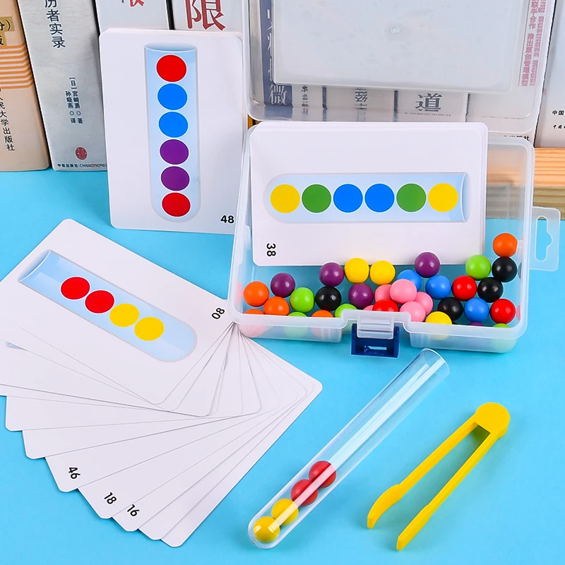 儿童精细动作训练试管夹珠子夹球玩具幼儿园宝宝颜色认知思维教具