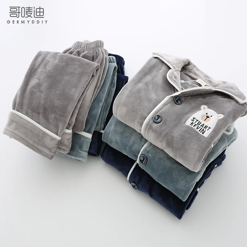 GERMYDDIY/哥唛迪男童睡衣秋冬海岛绒家居服中加厚套装时尚亲子装