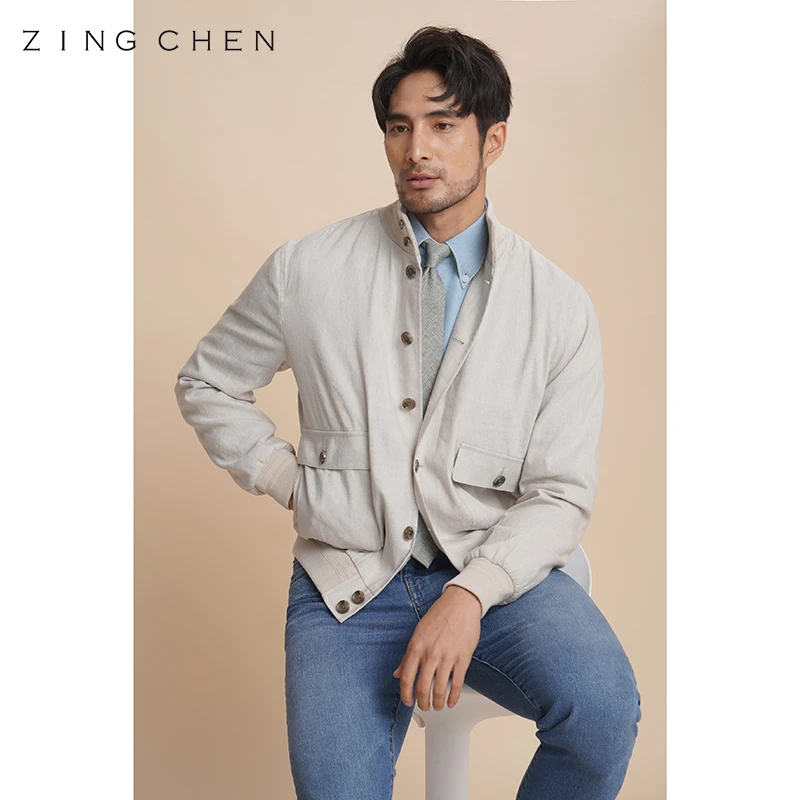 【高定生产线制】ZINGCHEN春夏男装亚麻A1夹克外套 休闲意式薄款