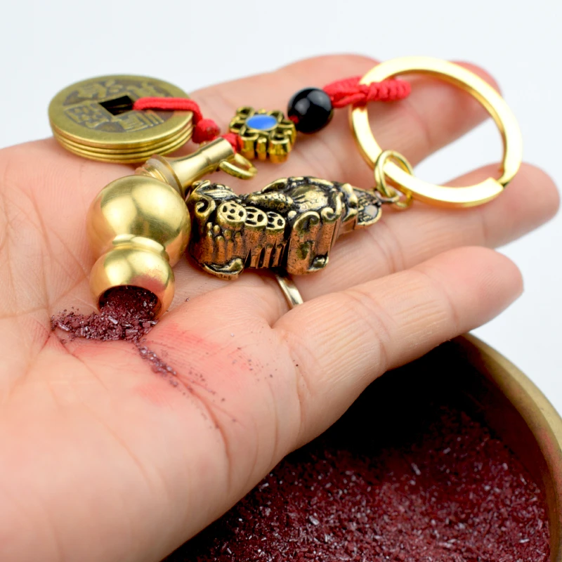 装满砂葫芦黄铜貔貅钥匙扣挂件复古男女汽车貔貅钥匙链情侣复古风