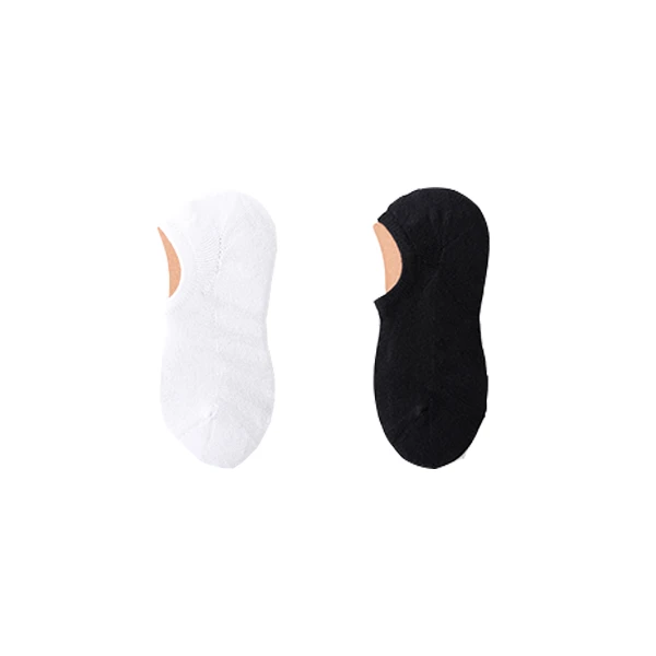 美熊卡狒4双装黑色白色毛巾底加厚纯色硅胶防滑船袜隐形袜吸汗