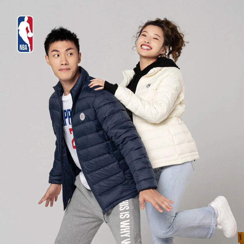 NBA官方好羽绒湖人篮网冬季情侣轻薄保暖羽绒外套运动短款羽绒服