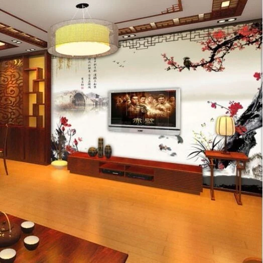 8d现代新中式水墨山水墙纸客厅壁画影视墙布简约电视背景墙壁纸