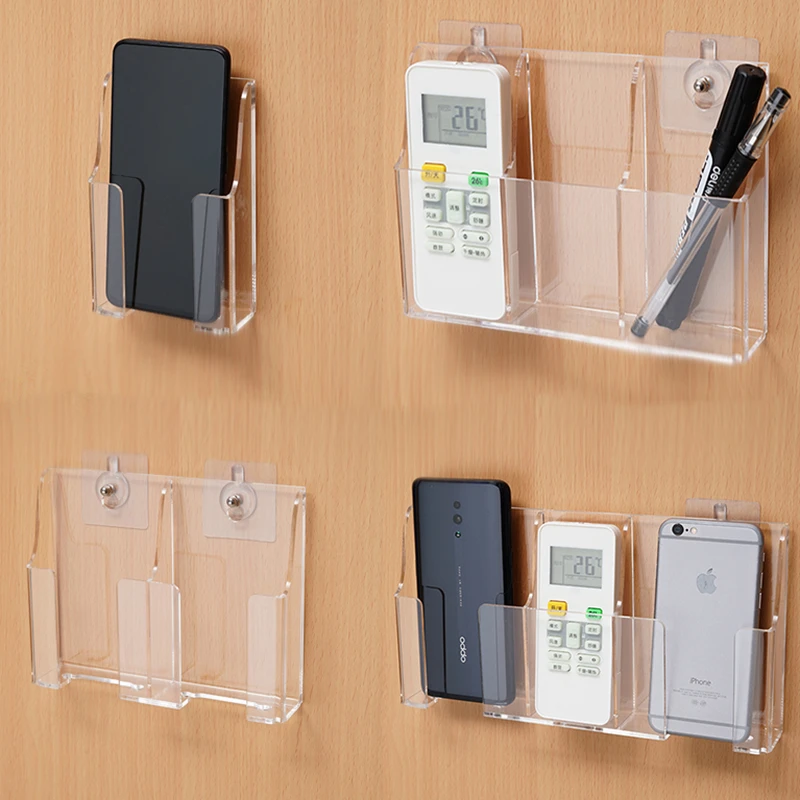 电视空调遥控器收纳盒亚克力挂墙盒手机充电壁挂盒遥控器挂墙神器