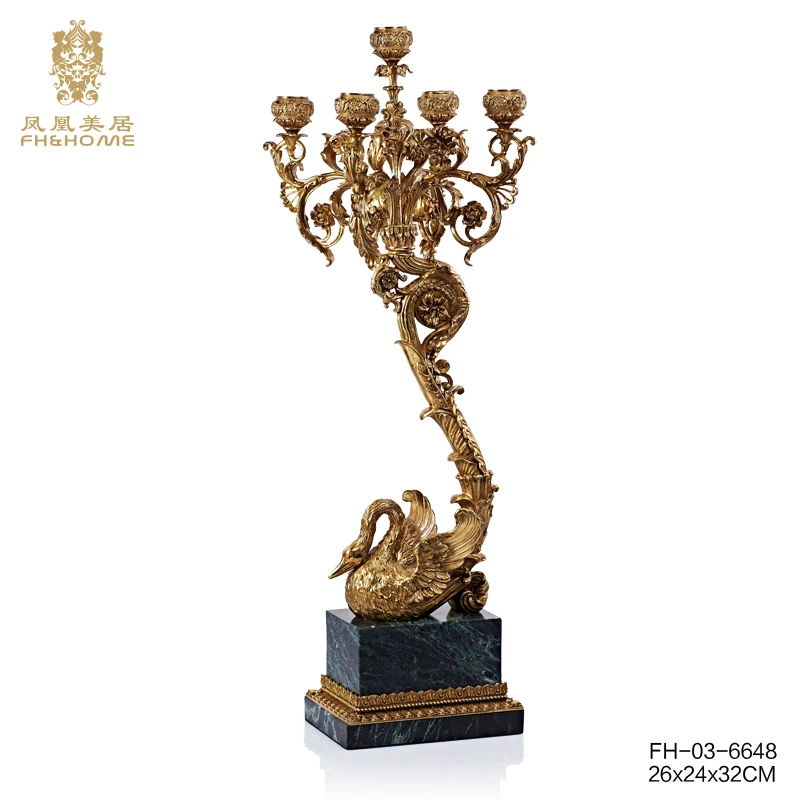 FH&HOME/凤凰美居欧式铜烛台摆件高端玄关装饰客厅高端装饰品收藏