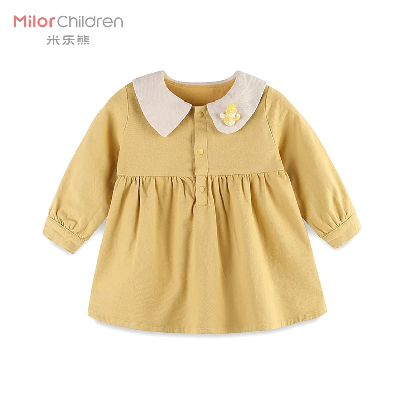 6720米乐熊 女宝操荷叶领连衣裙裙子春秋儿童童装衣服W6720QC19