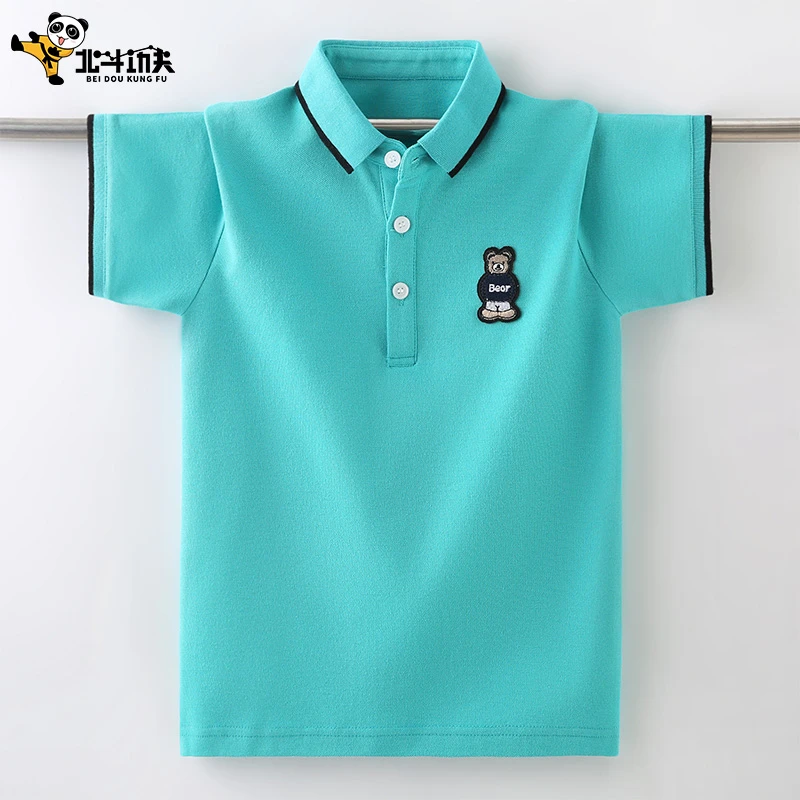 儿童夏装男童t恤短袖纯100棉夏季薄款男孩子polo衫宝宝童装韩版