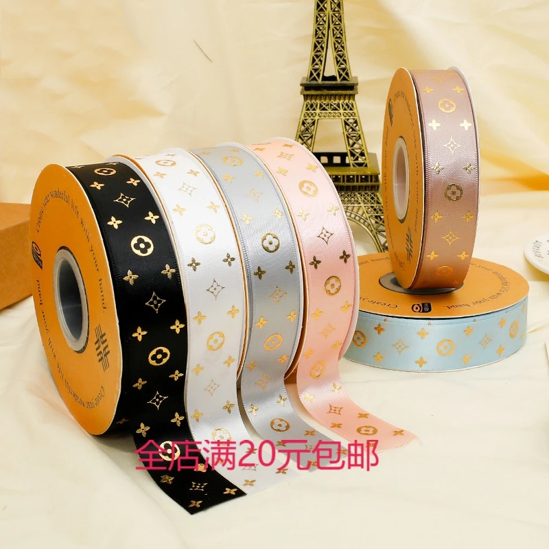 新款路易四叶草烫金丝带缎带绸带彩带扎绑花束礼品盒DIY包装材料