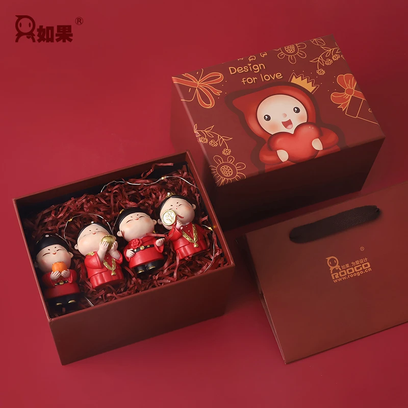 ROOGO/如果佳偶天成婚庆桌面摆件卧室玄关装饰卡通高级婚礼摆件