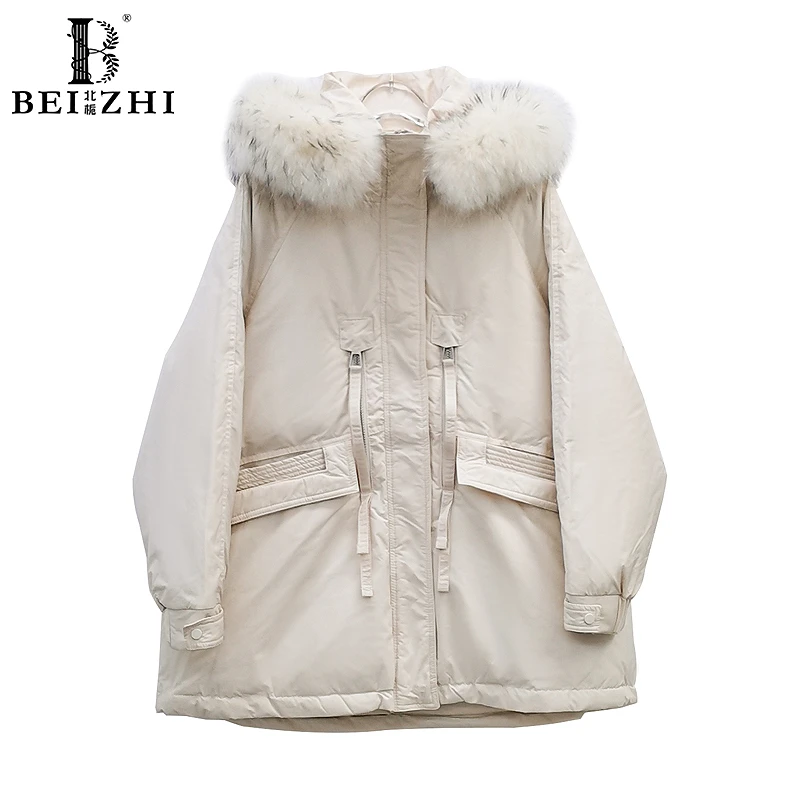 【北栀】连帽拉链羽绒服配大毛领572906