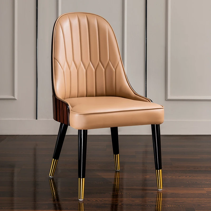 轻奢餐椅高端美式高靠背设计师皮餐椅休闲样板房会所定制洽谈椅