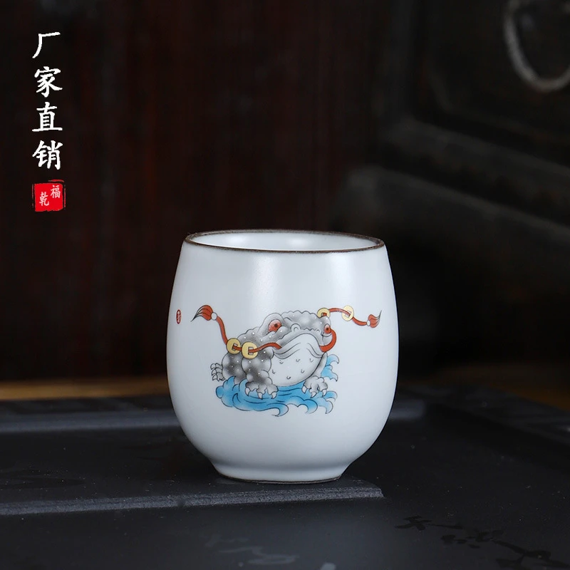 汝窑茶杯单杯主人杯可养开片功夫茶具茶杯子品茗杯大小号茶碗家用