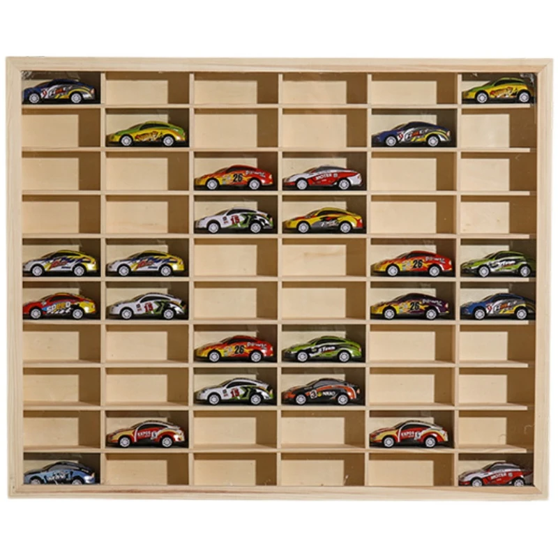 1:64小比例合金车模 实木多格小汽车收纳格 展示架