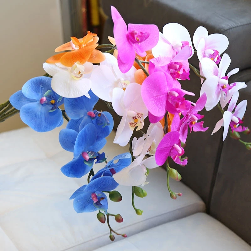 单支PU手感白色紫色蝴蝶兰仿真花兰花假花装饰花卉塑料花人造花艺