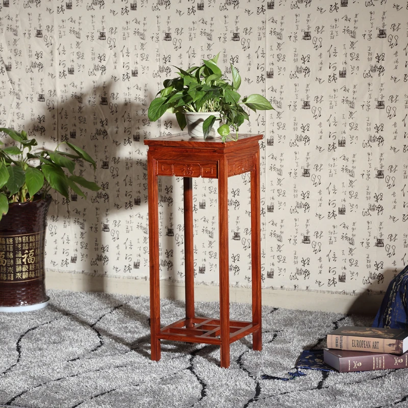 红木家具刺猬紫檀花架花梨木客厅中式福字花架室内花几置物盆景架