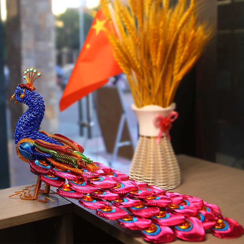 大孔雀（凤凰）【余昌铝线手工制作】纯手工手工艺酒架彩彩色