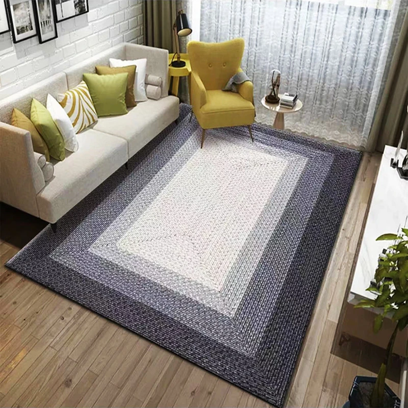 水晶绒草编花纹 客厅茶几垫地毯卧室走廊家用防滑可洗简约可水洗