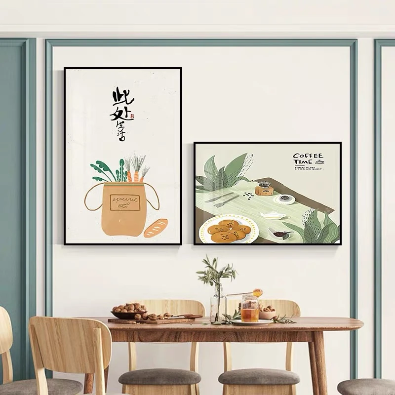 现代简约餐厅墙面装饰画餐桌温馨墙壁挂画北欧风背景墙创意晶瓷画