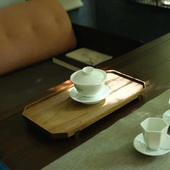 白驹谷黑胡桃木定制实木托盘新中式瓷器简约果盘茶具茶盘干泡台