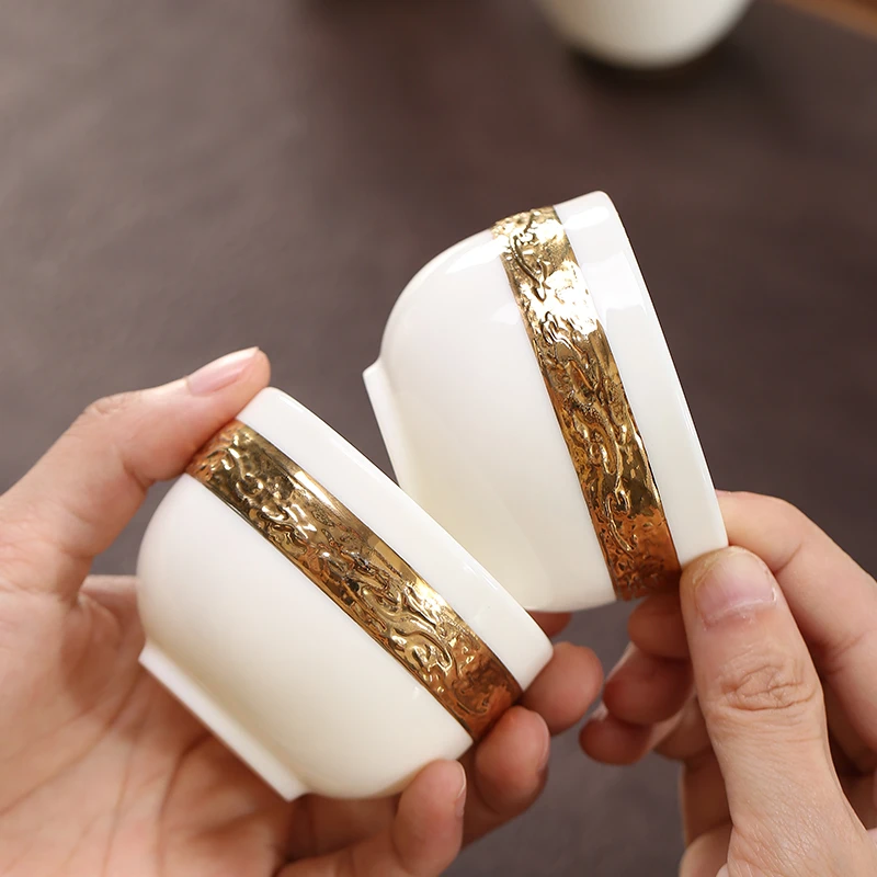 日式羊脂玉功夫茶具小茶杯手工陶瓷品茗杯家用德化白瓷泡茶杯单杯