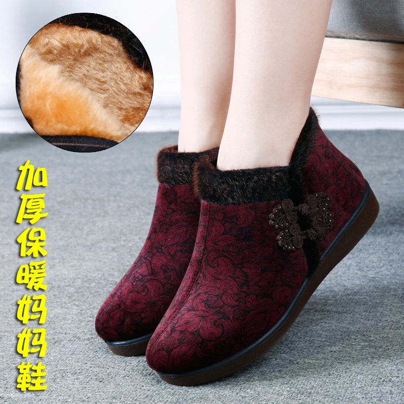 中老年女款棉鞋老北京布鞋加厚保暖软底防滑加绒妈妈鞋大码女棉靴