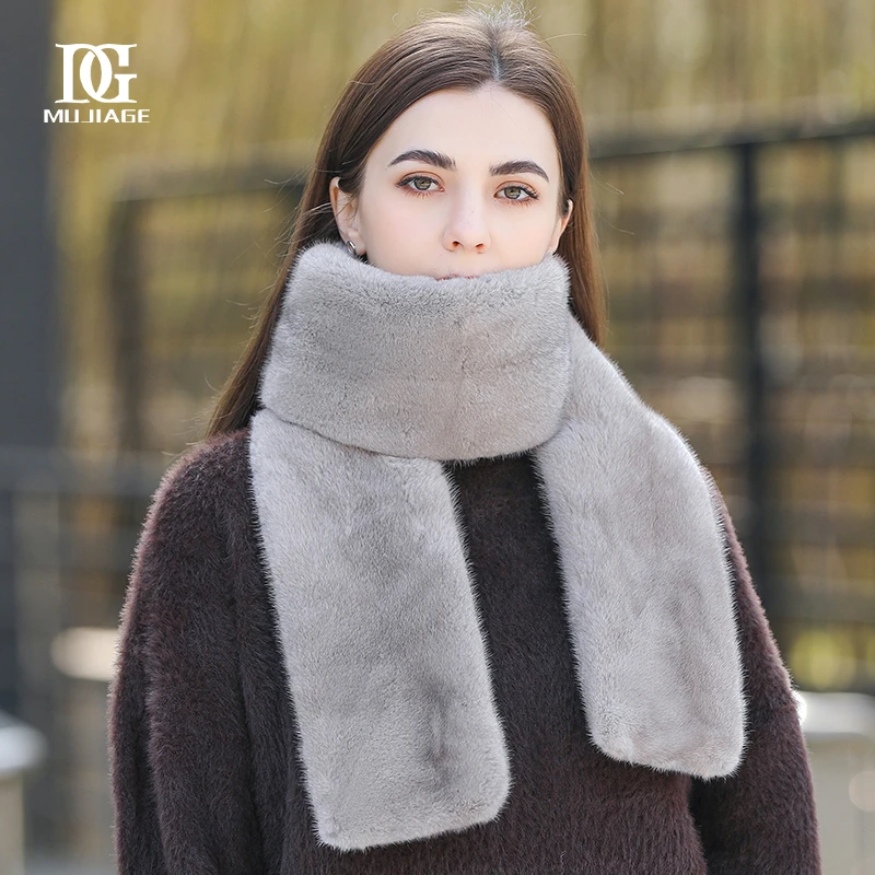 水貂毛围脖女冬季整皮加厚保暖纯色皮草围巾双面5370