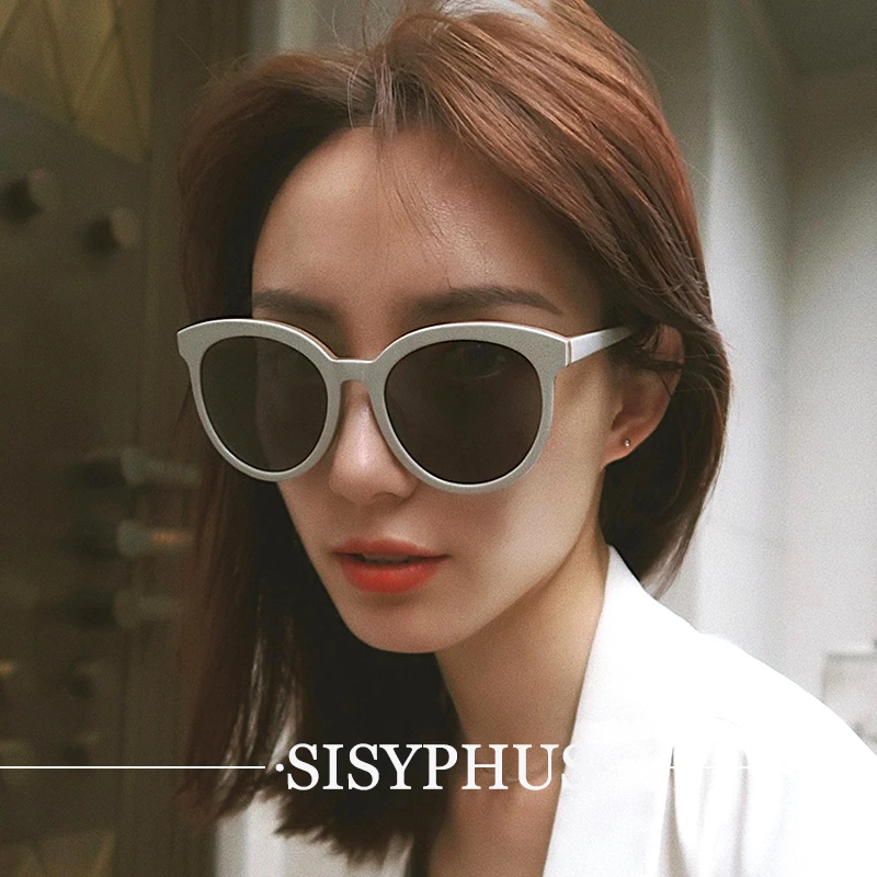 复古白色圆框墨镜女款高级感大脸法式夏太阳眼镜防晒防紫外线强光