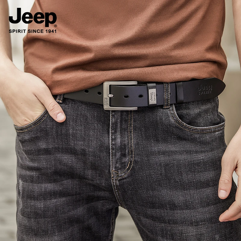 JEEP SPIRIT吉普头层牛皮男士真皮皮带针扣商务牛仔裤韩版腰带