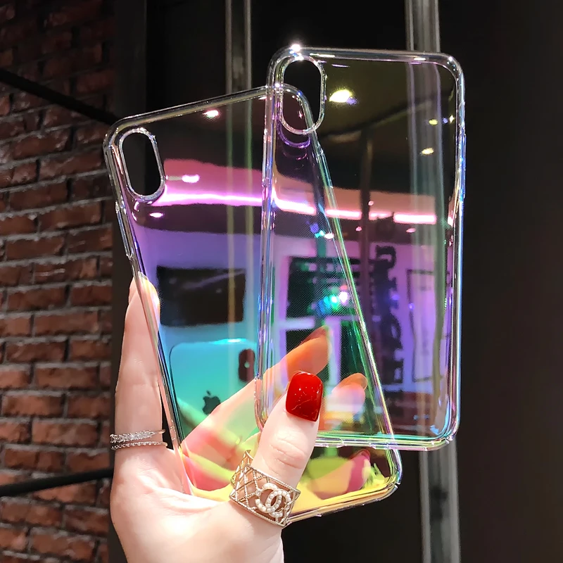 适用苹果iPhonex全包防摔xsmax透明硬壳xr网红爆款镭射pro硬壳