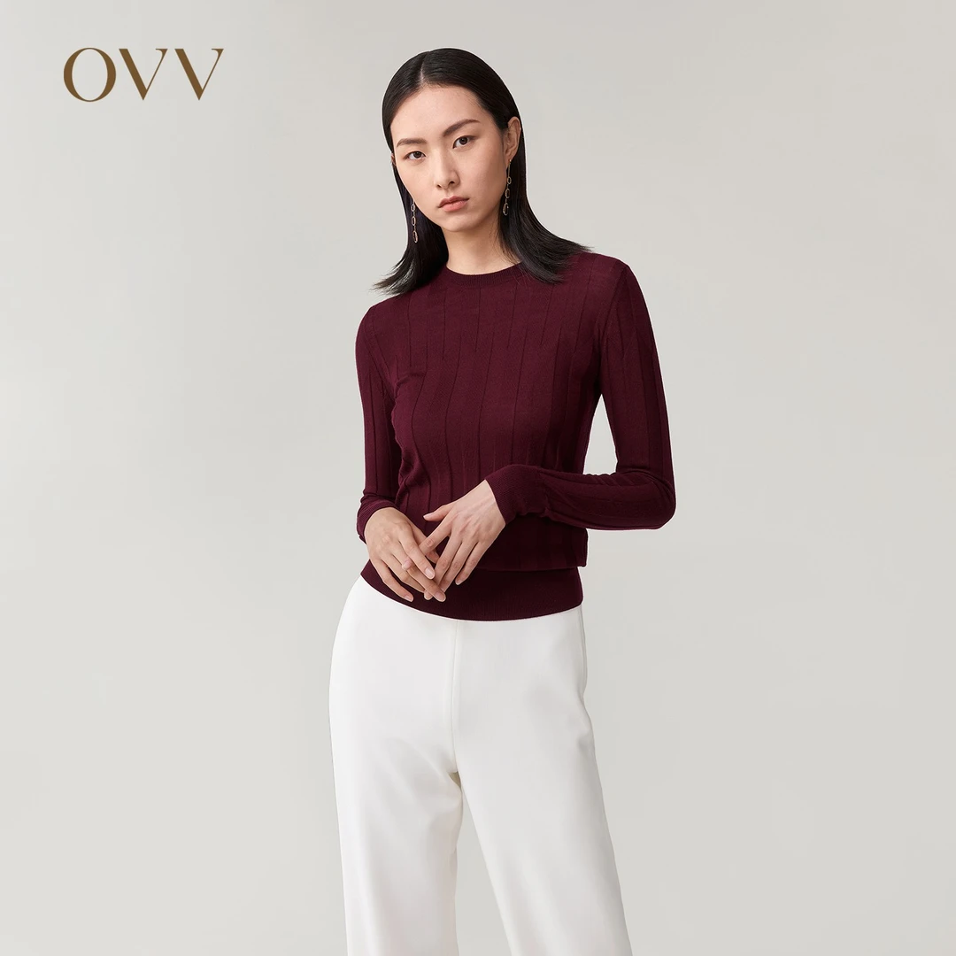 OVV秋冬热卖女装羊毛圆领弹力修身长袖针织衫GNZAJ30104A