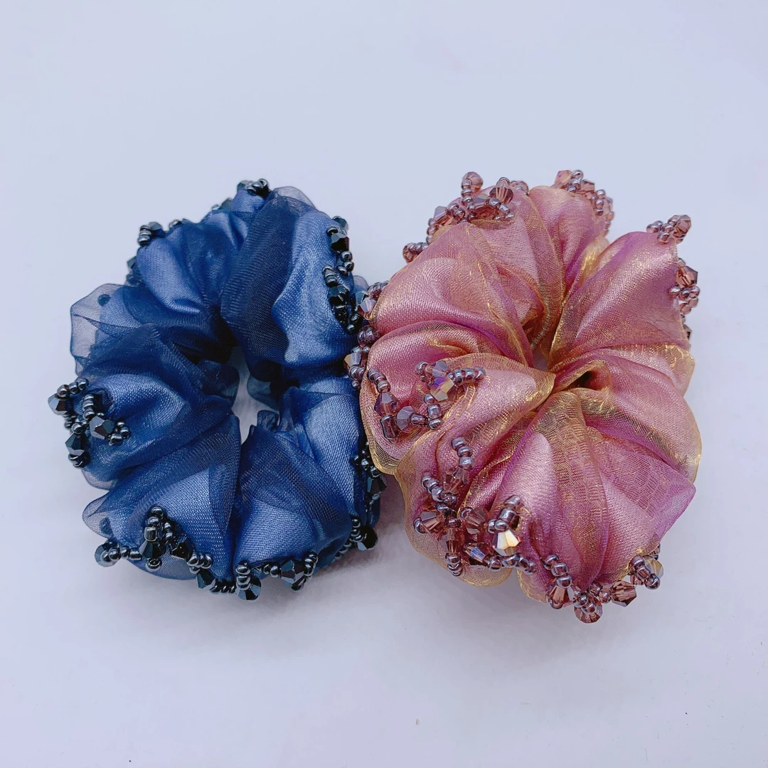 布艺发饰 绢纱布圈头圈后脑勺绑马尾大肠圈头饰韩版皮筋扎头绳女