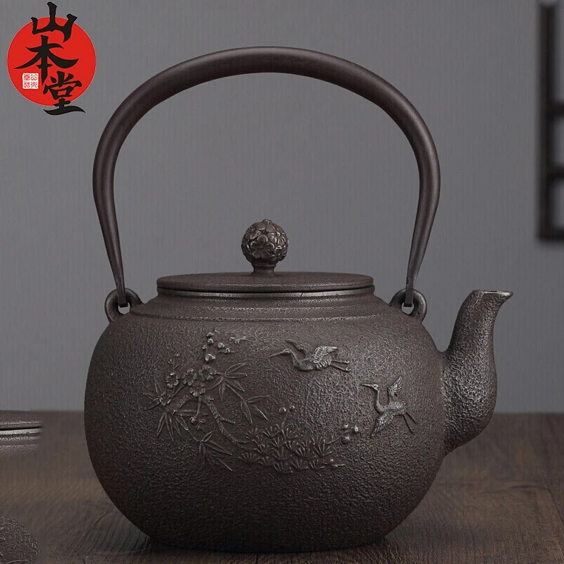 日本山本堂-南部仙鹤纹，铁壶，手工失蜡法，单壶套装纯手工煮水