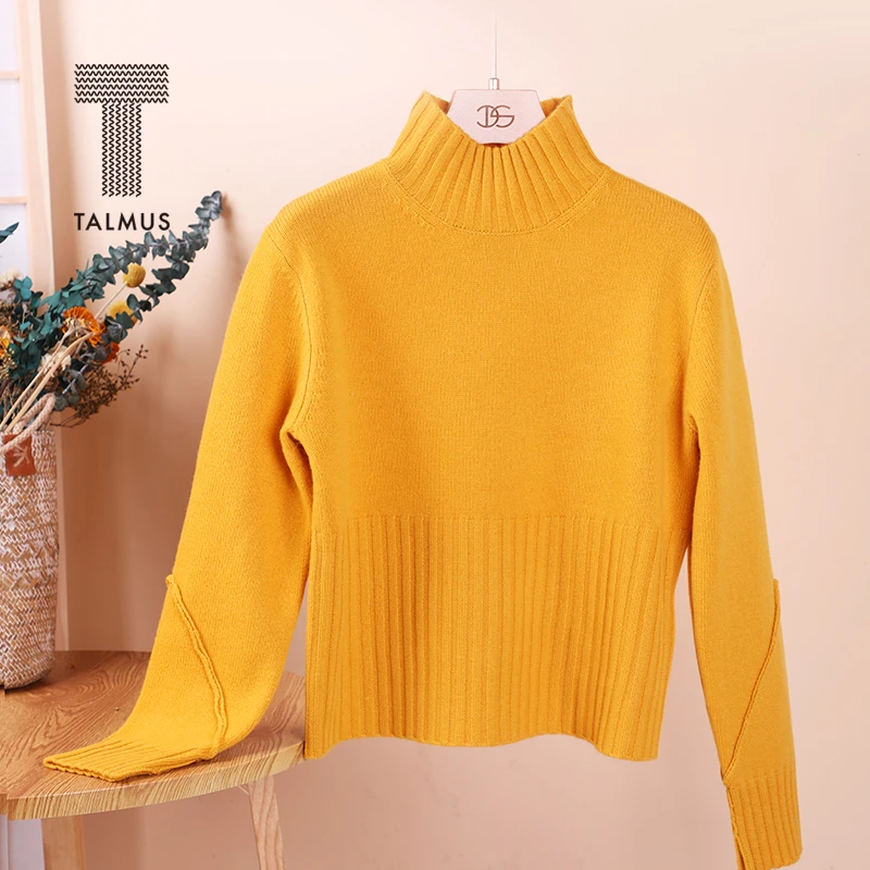 TALMUS/塔拉牧丝秋冬时尚女士羊绒针织衫半高领秋冬上衣短款