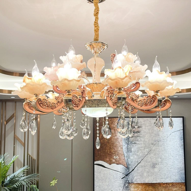 欧式吊灯客厅灯2021年新款灯饰 现代简约餐厅玉石水晶大厅主灯具