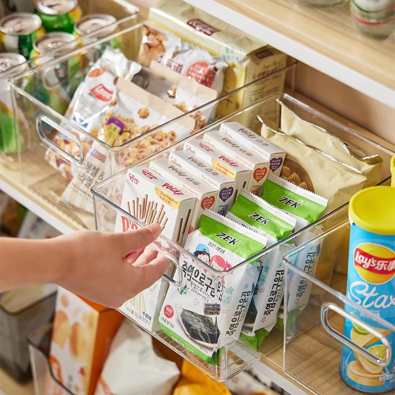 透明零食收纳盒桌面塑料客厅储物杂物亚克力书本茶几大超市整理盒