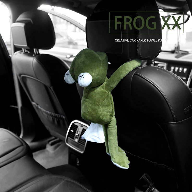 聚玩客新款皮皮猴条纹款创意车载纸巾盒卡通椅背汽车纸巾抽座式