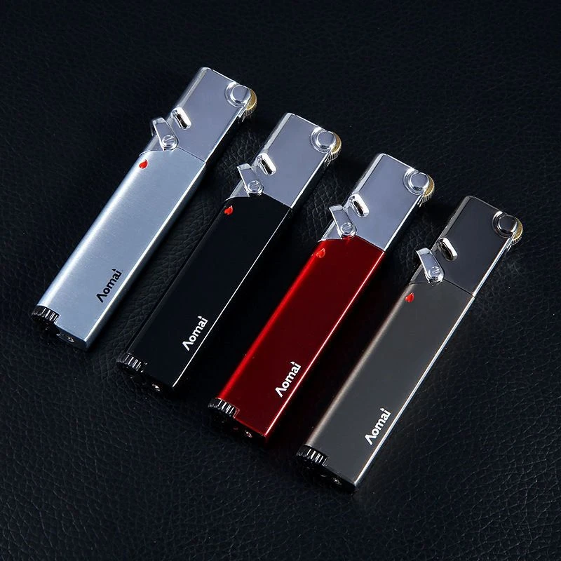 奥麦直冲防风砂轮充气打火机