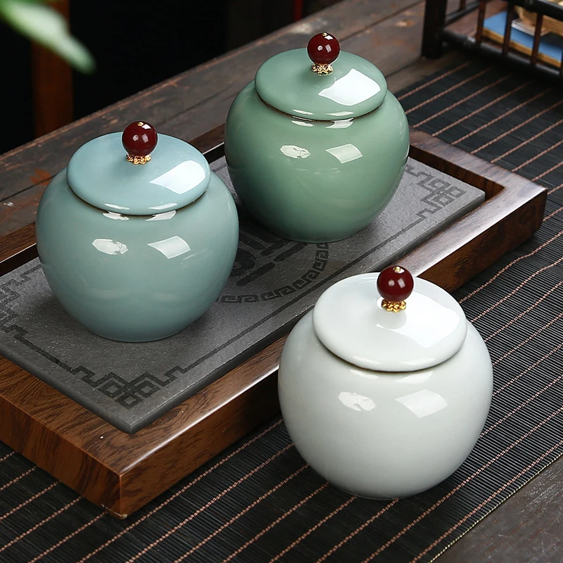陶瓷茶叶罐密封罐普洱茶罐250g装中号储物罐家用储茶罐定制LOGO