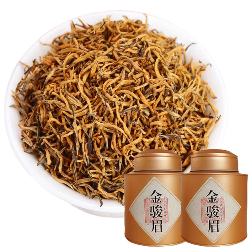 茗日红金骏眉红茶茶叶特级细条芽尖金俊眉散装罐装蜜香型250g送礼