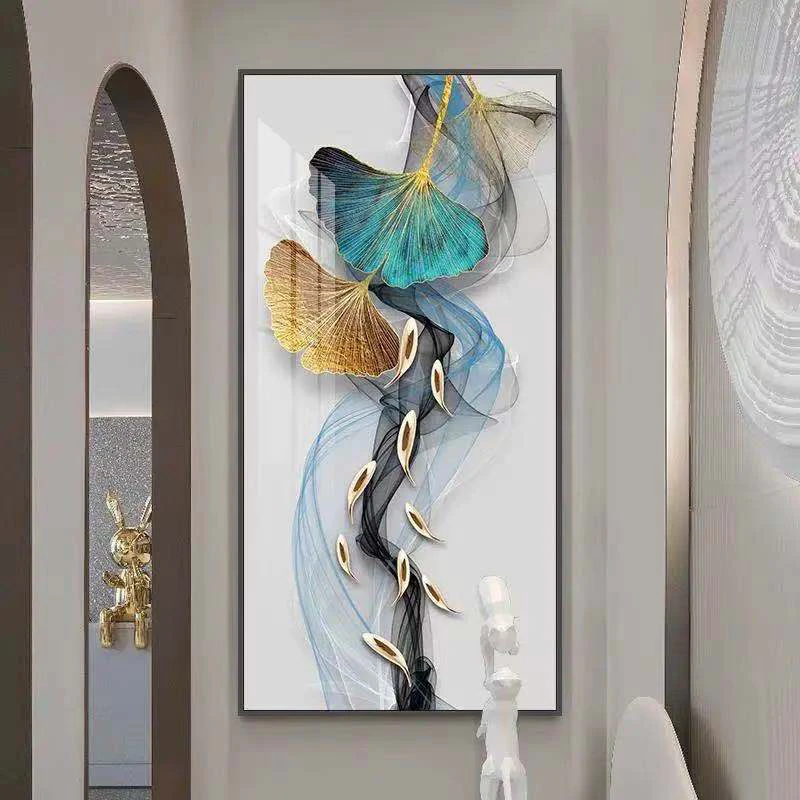 腾景空间【幸福九鱼】新中式立体走廊过道入户玄关画晶瓷画装饰画