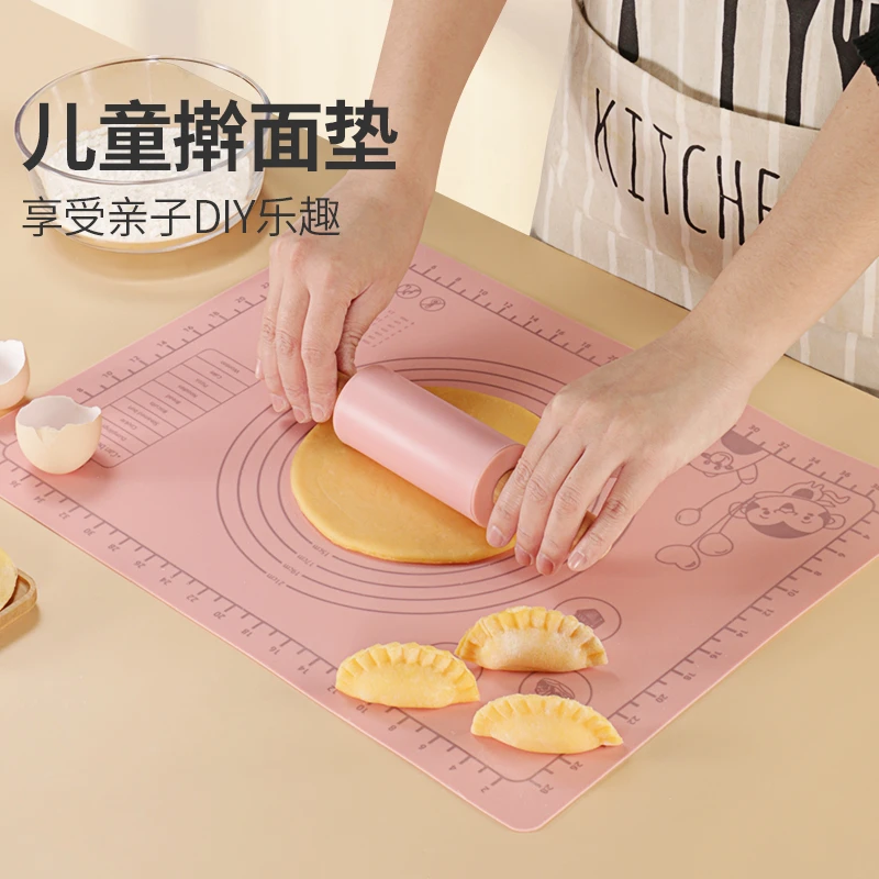 儿童卡通硅胶揉面垫擀面杖套装幼儿园教学烘焙DIY工具宝宝擀面棍