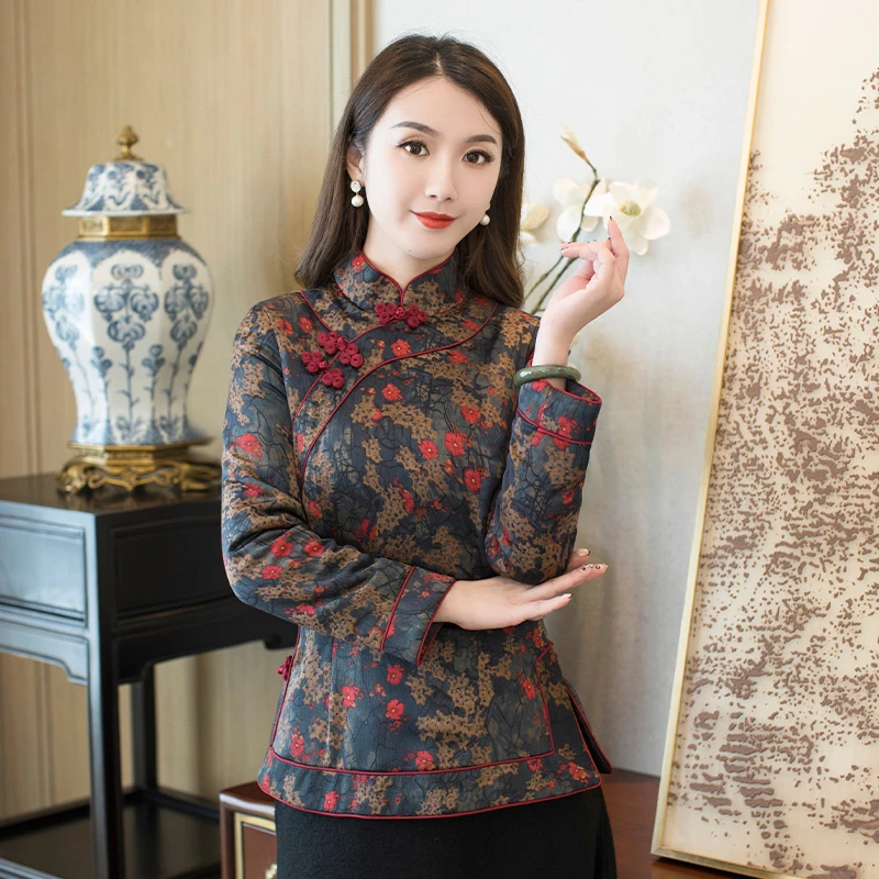 如意风冬季唐装女棉袄旗袍式上衣棉衣棉服女中国风女装外套R694